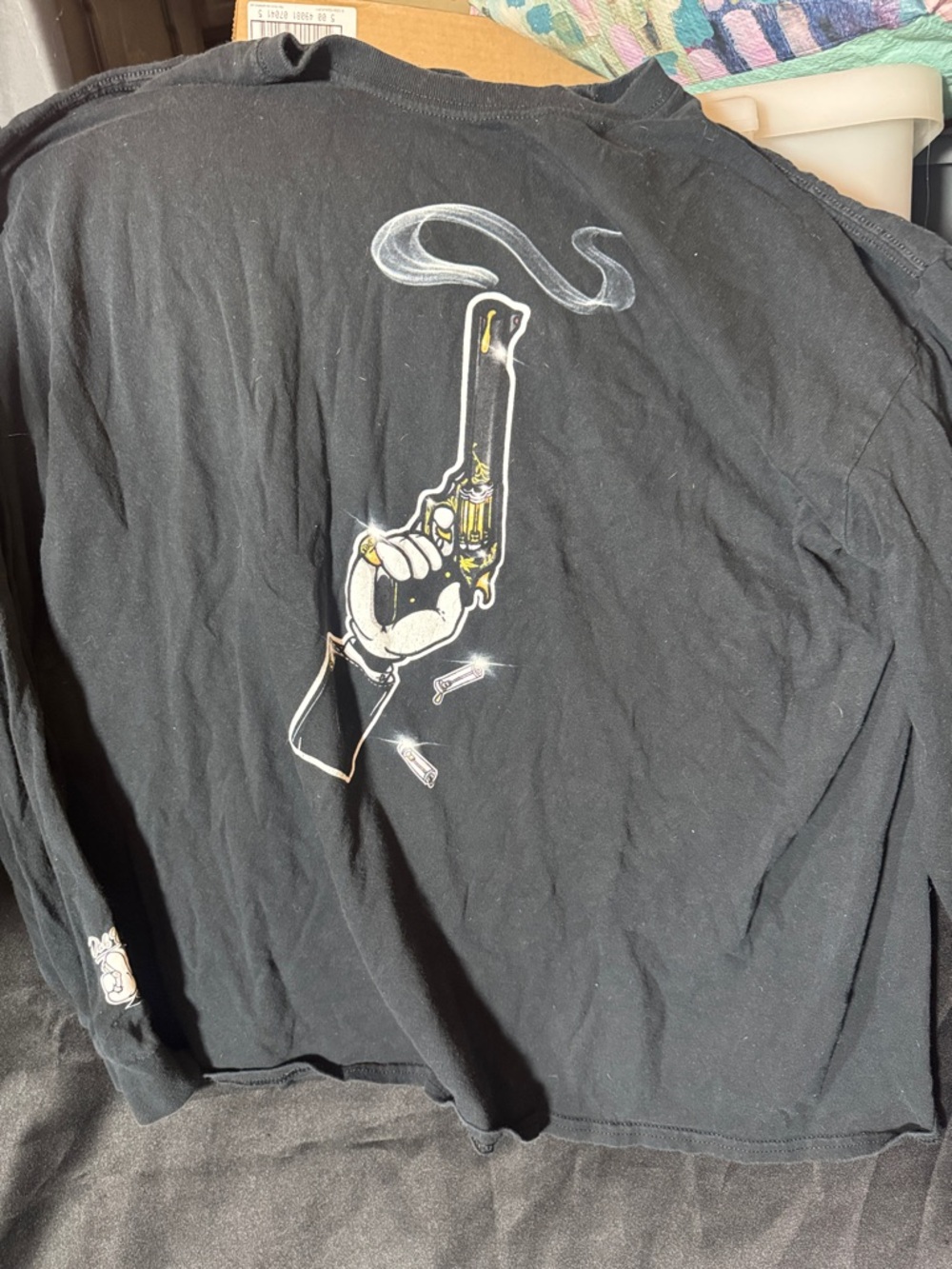 Black Long Sleeve Tee with Revolver Graphic - Men's Casual Shirt